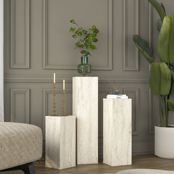 Hanah Home Juego de Mesas Auxiliares Travertino Hanah Home Juego de Mesas Auxiliares Travertino